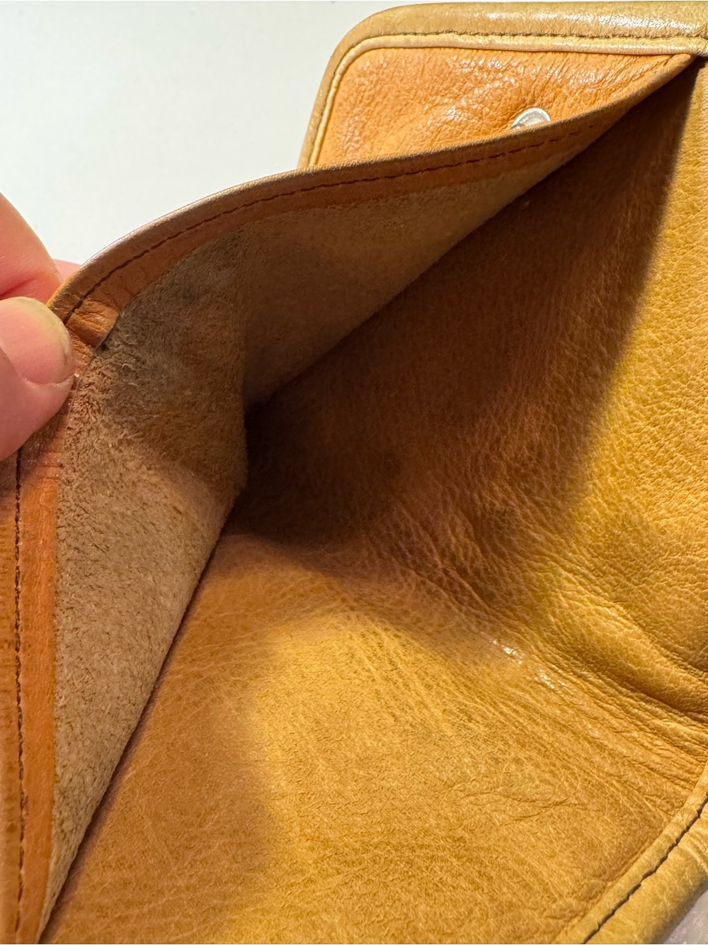Vintage Bifold Tan Leather Snap-Front Wallet Coin Purse Combo NICE - Picture 7 of 8